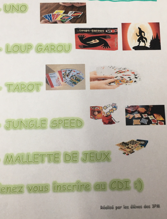 Atelier jeux de société au CDI